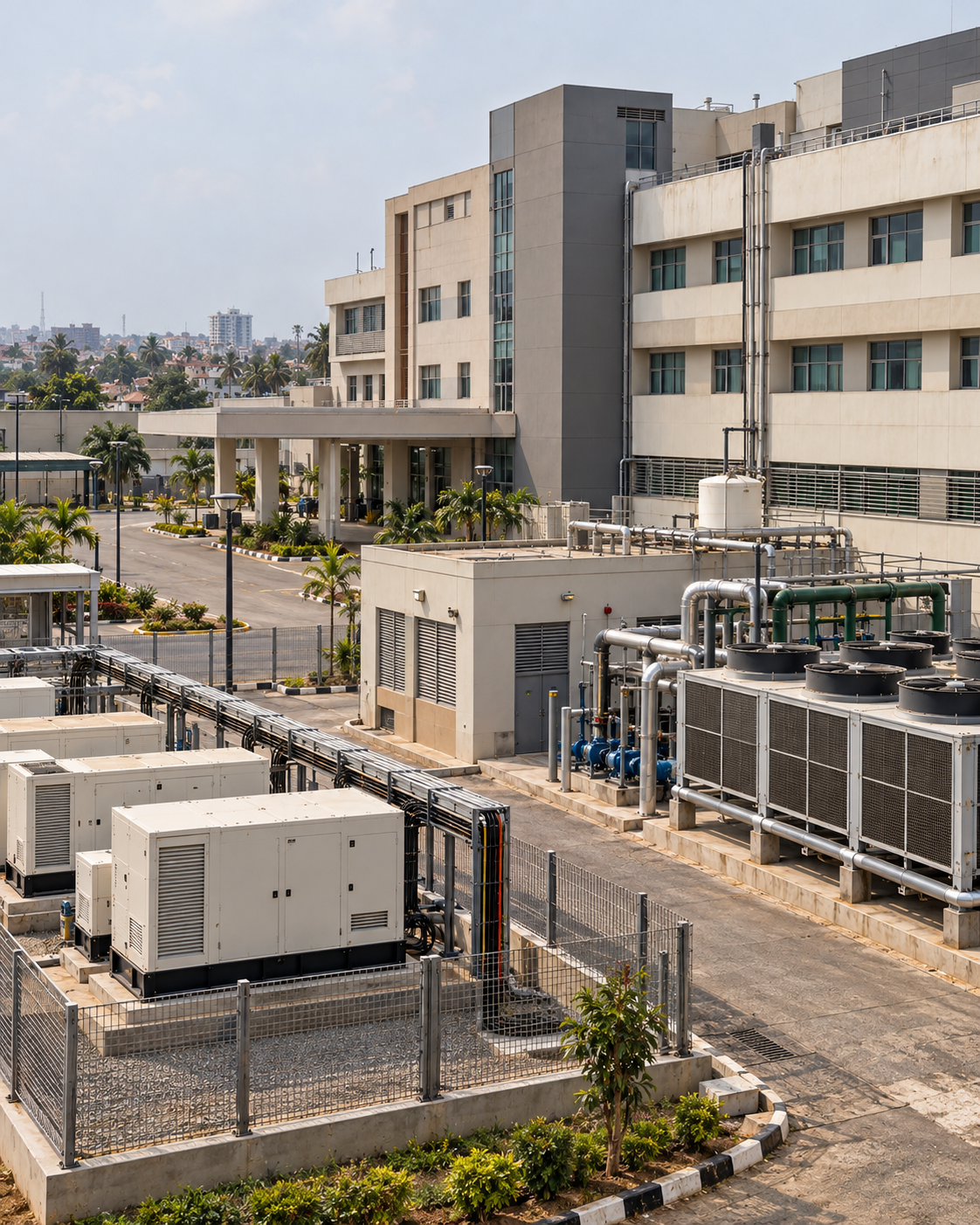 Healthcare facility with cooling and backup power infrastructure